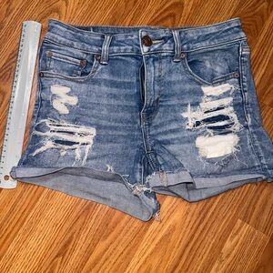 American Eagle Outfitters Blue Distressed Jean Shorts size 8
